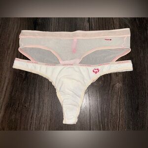 2 VTG Victoria’s Secret Pink VTG Dog Logo X-Low Rise Skinny Side Thong & Bikini